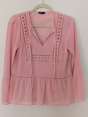 Express Pink Blouse Bell Sleeves Size XS